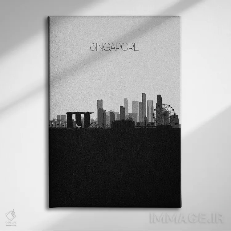 تابلو خط افق شهر سنگاپور اثر آیشه دنیز آکِرمان - نمای روبهرو روی دیوار
