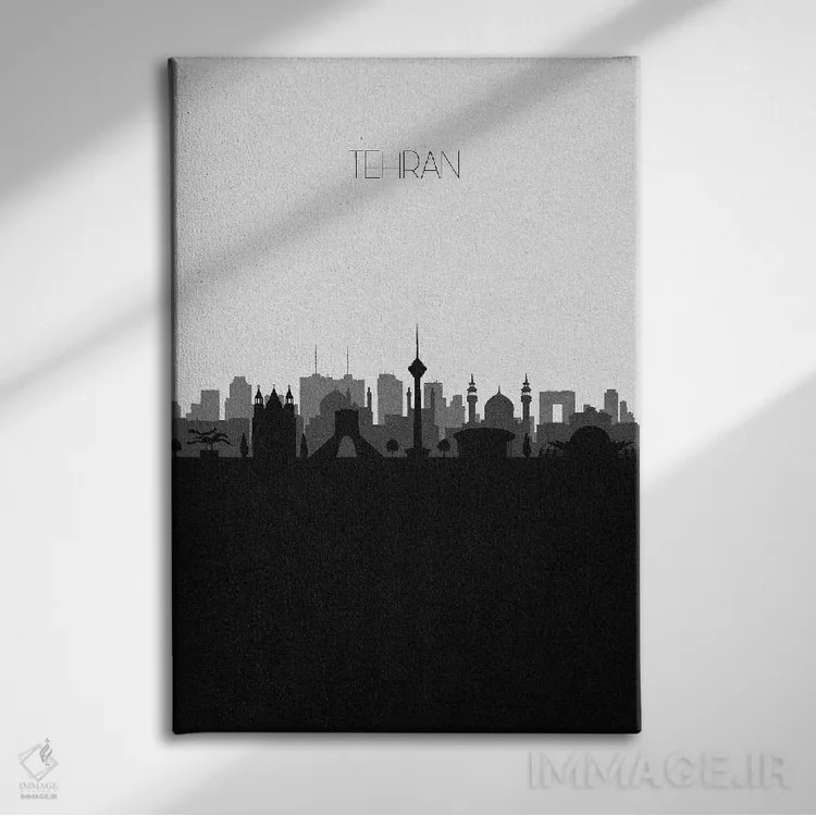 تابلو خط افق شهر تهران، ایران اثر آیشه دنیز آکِرمان - نمای روبهرو روی دیوار