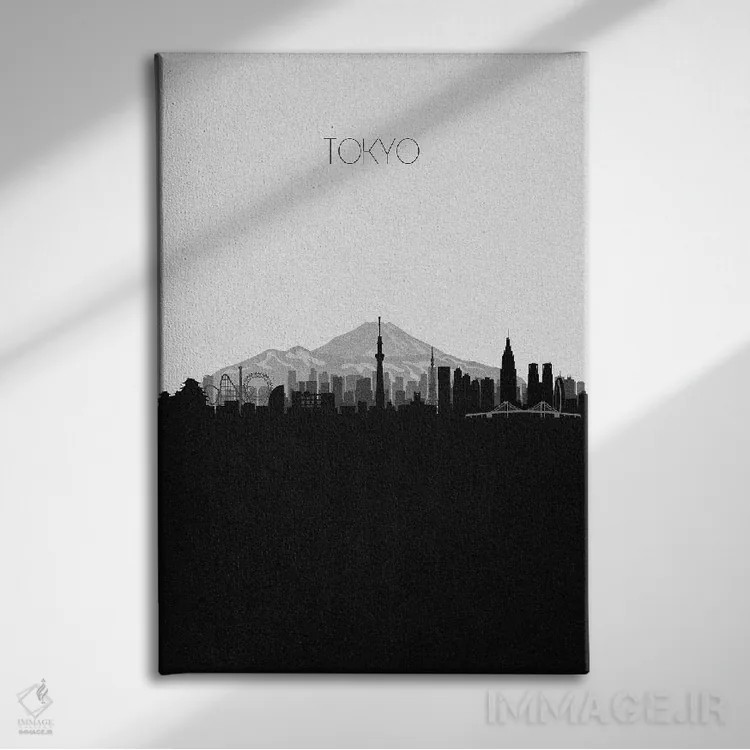 تابلو خط افق شهر توکیو، ژاپن اثر آیشه دنیز آکِرمان - نمای روبهرو روی دیوار