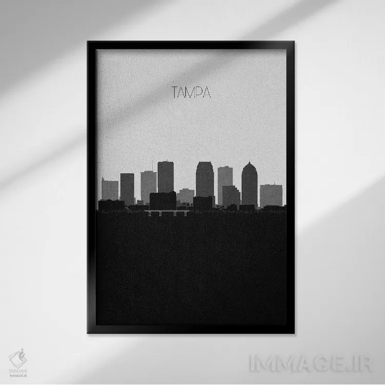 تابلو خط افق شهر تمپا، فلوریدا اثر آیشه دنیز آکِرمان - نمای قابدار مشکی