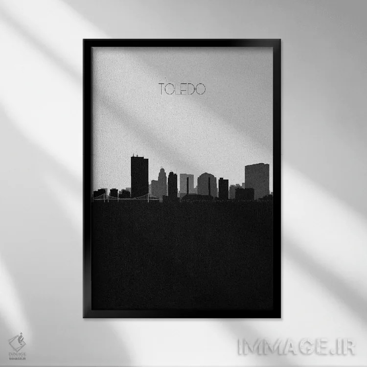 تابلو خط افق شهر تولیدو، اوهایو اثر آیشه دنیز آکِرمان - نمای قابدار مشکی