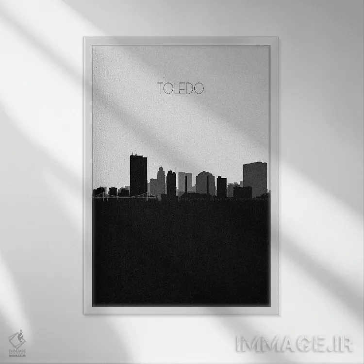 تابلو خط افق شهر تولیدو، اوهایو اثر آیشه دنیز آکِرمان - نمای قابدار سفید