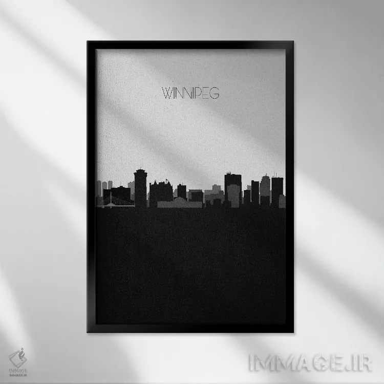 تابلو خط افق شهر وینیپگ، کانادا اثر آیشه دنیز آکِرمان - نمای قابدار مشکی