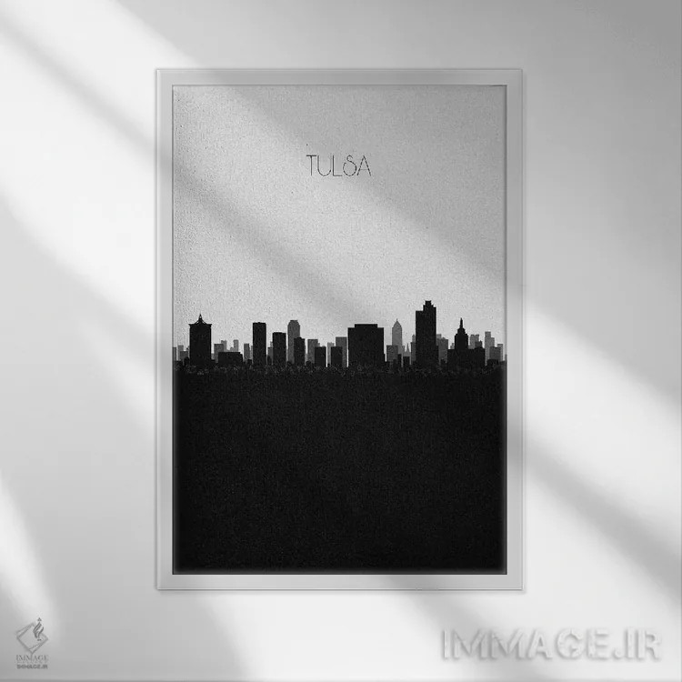 تابلو خط افق شهر تولسا، اوکلاهما اثر آیشه دنیز آکِرمان - نمای قابدار سفید
