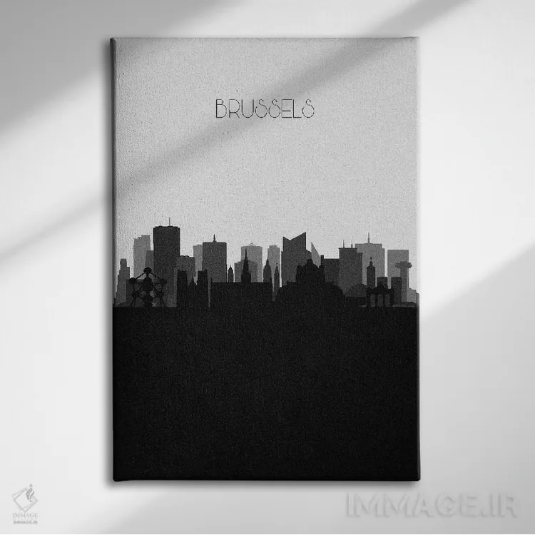 تابلو خط افق شهر بروکسل، بلژیک اثر آیشه دنیز آکِرمان - نمای روبهرو روی دیوار