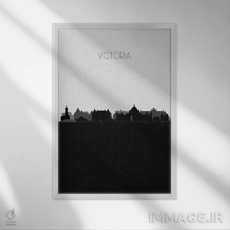 تابلو خط افق شهر ویکتوریا، کانادا اثر آیشه دنیز آکِرمان - نمای قابدار سفید