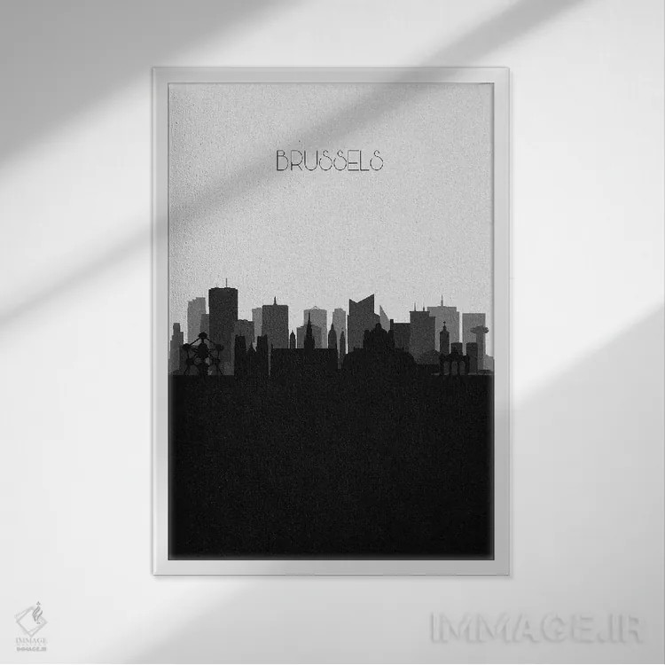 تابلو خط افق شهر بروکسل، بلژیک اثر آیشه دنیز آکِرمان - نمای قابدار سفید