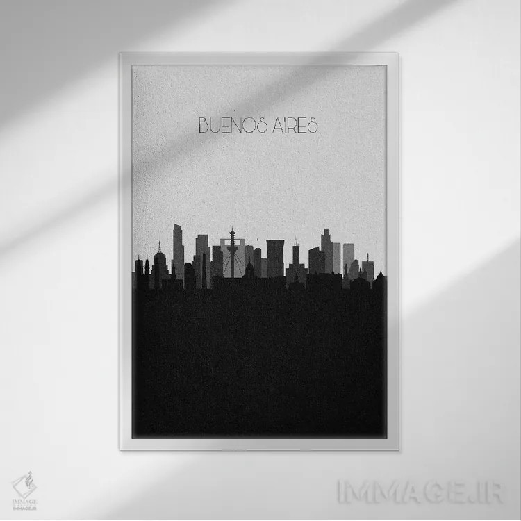 تابلو خط افق شهر بوئنوس آیرس، آرژانتین اثر آیشه دنیز آکِرمان - نمای قابدار سفید
