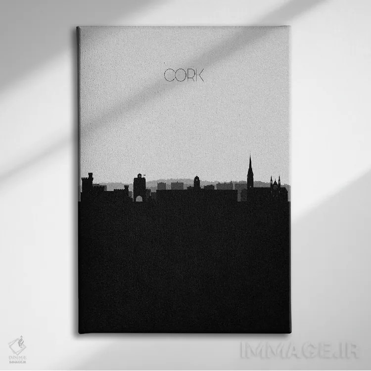 تابلو خط افق شهر کورک، ایرلند اثر آیشه دنیز آکِرمان - نمای روبهرو روی دیوار