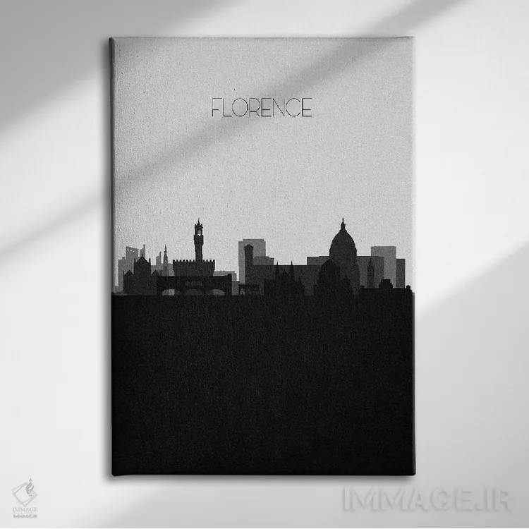 تابلو منظرهٔ افق فلورانس، ایتالیا (شهر) اثر آیشه دنیز آکِرمان - نمای روبهرو روی دیوار
