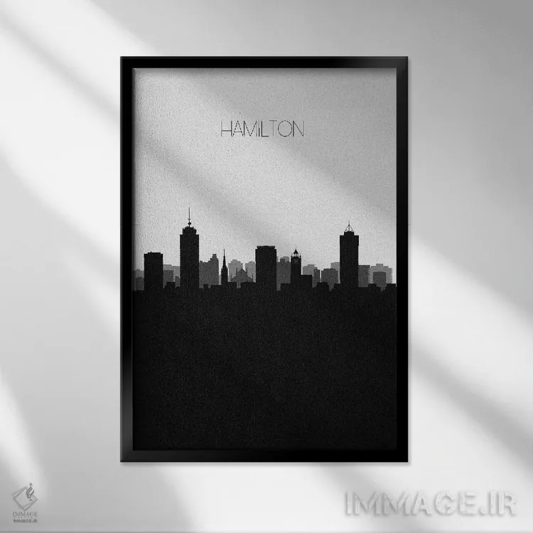 تابلو منظرهٔ افق همیلتون، کانادا (شهر) اثر آیشه دنیز آکِرمان - نمای قابدار مشکی