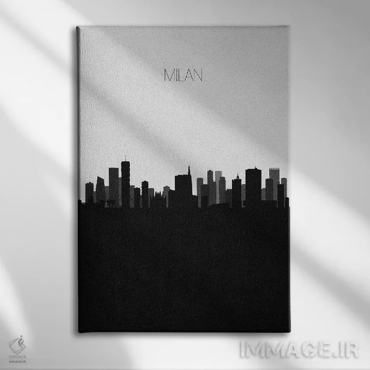 تابلو منظرهٔ افق میلان، ایتالیا (شهر) اثر آیشه دنیز آکِرمان - نمای روبهرو روی دیوار
