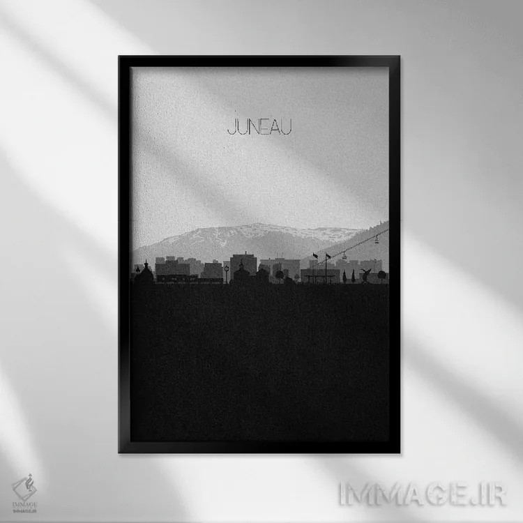 تابلو منظرهٔ افق جونو، آلاسکا (شهر) اثر آیشه دنیز آکِرمان - نمای قابدار مشکی