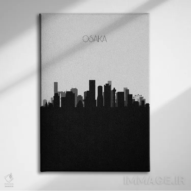 تابلو منظرهٔ افق اوساکا، ژاپن (شهر) اثر آیشه دنیز آکِرمان - نمای روبهرو روی دیوار