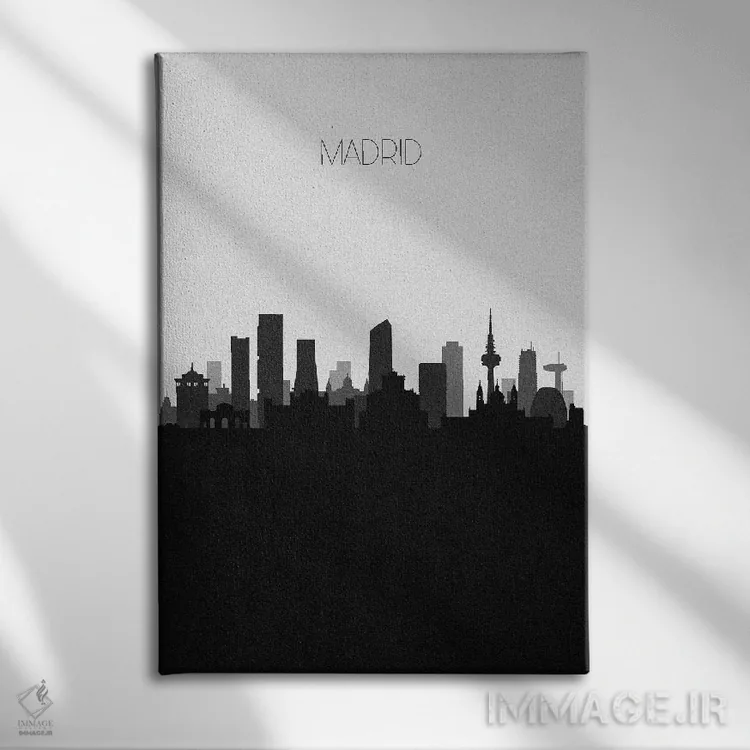 تابلو منظرهٔ افق مادرید، اسپانیا (شهر) اثر آیشه دنیز آکِرمان - نمای روبهرو روی دیوار
