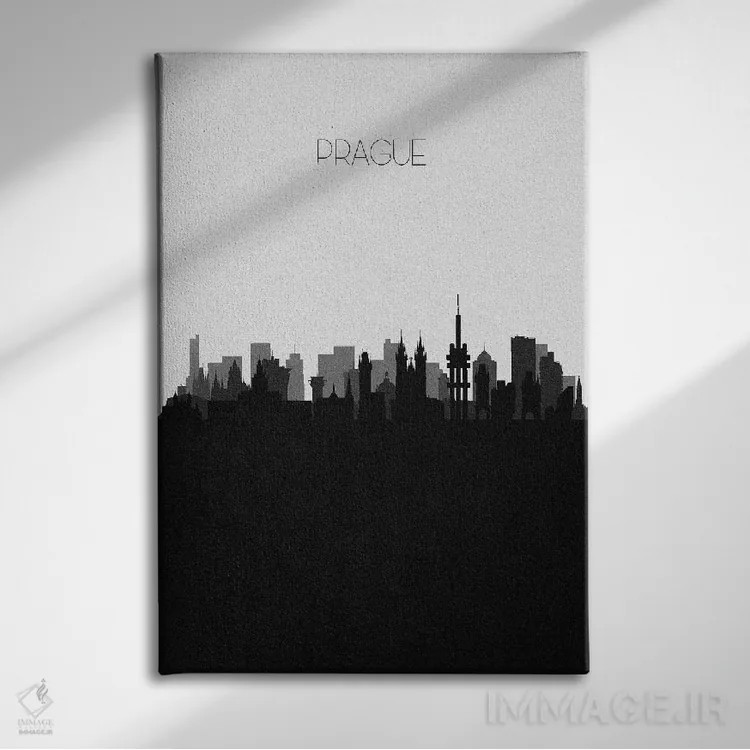 تابلو منظرهٔ افق پراگ، جمهوری چک (شهر) اثر آیشه دنیز آکِرمان - نمای روبهرو روی دیوار