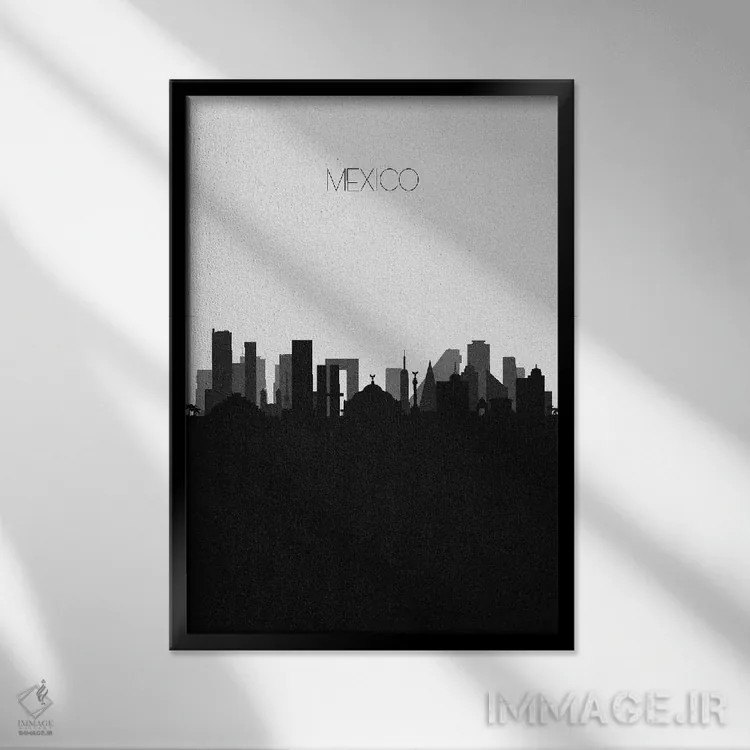 تابلو منظرهٔ افق مکزیکوسیتی (شهر) اثر آیشه دنیز آکِرمان - نمای قابدار مشکی