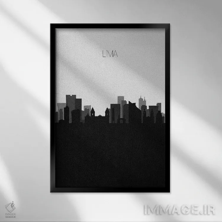 تابلو منظرهٔ افق لیما، پرو (شهر) اثر آیشه دنیز آکِرمان - نمای قابدار مشکی