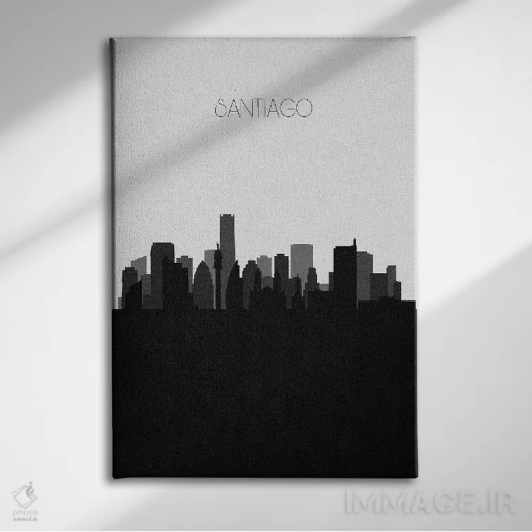 تابلو منظرهٔ افق سانتیاگو، شیلی (شهر) اثر آیشه دنیز آکِرمان - نمای روبهرو روی دیوار