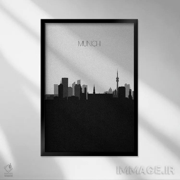 تابلو منظرهٔ افق مونیخ، آلمان (شهر) اثر آیشه دنیز آکِرمان - نمای قابدار مشکی