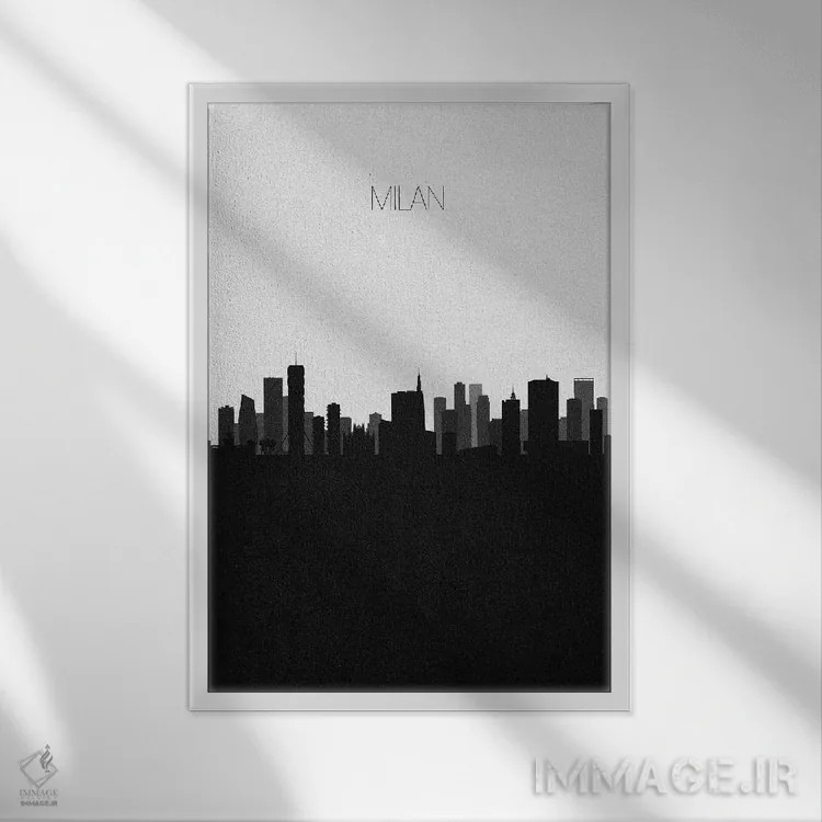 تابلو منظرهٔ افق میلان، ایتالیا (شهر) اثر آیشه دنیز آکِرمان - نمای قابدار سفید