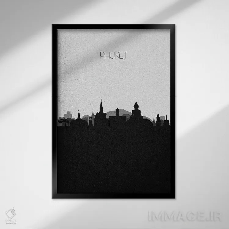 تابلو منظرهٔ افق پوکت، تایلند (شهر) اثر آیشه دنیز آکِرمان - نمای قابدار مشکی