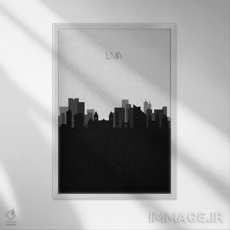 تابلو منظرهٔ افق لیما، پرو (شهر) اثر آیشه دنیز آکِرمان - نمای قابدار سفید