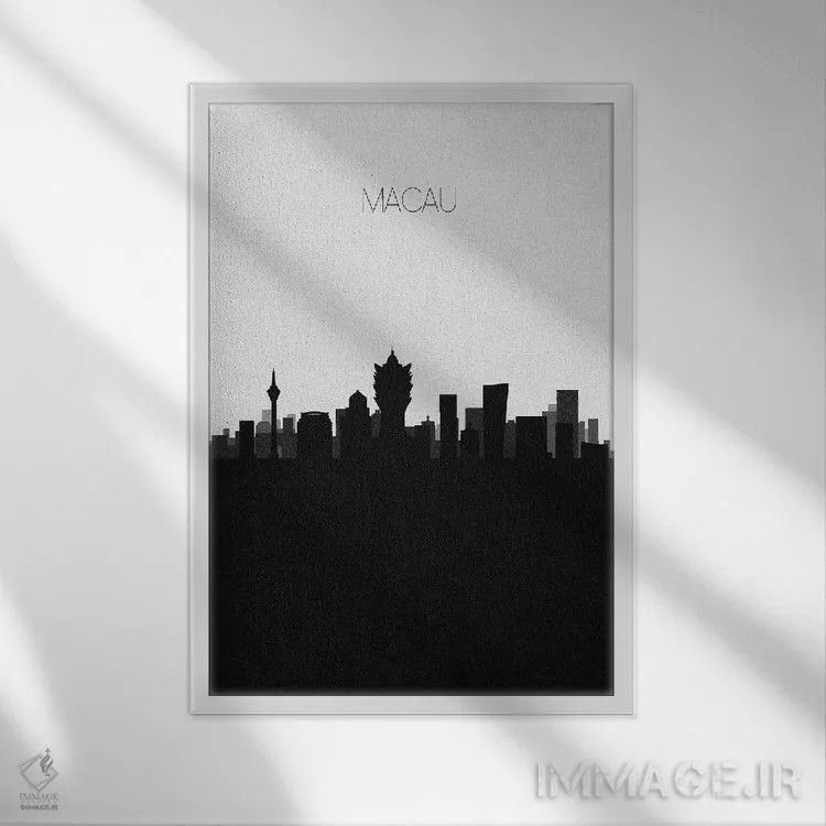 تابلو منظرهٔ افق ماکائو، چین (شهر) اثر آیشه دنیز آکِرمان - نمای قابدار سفید