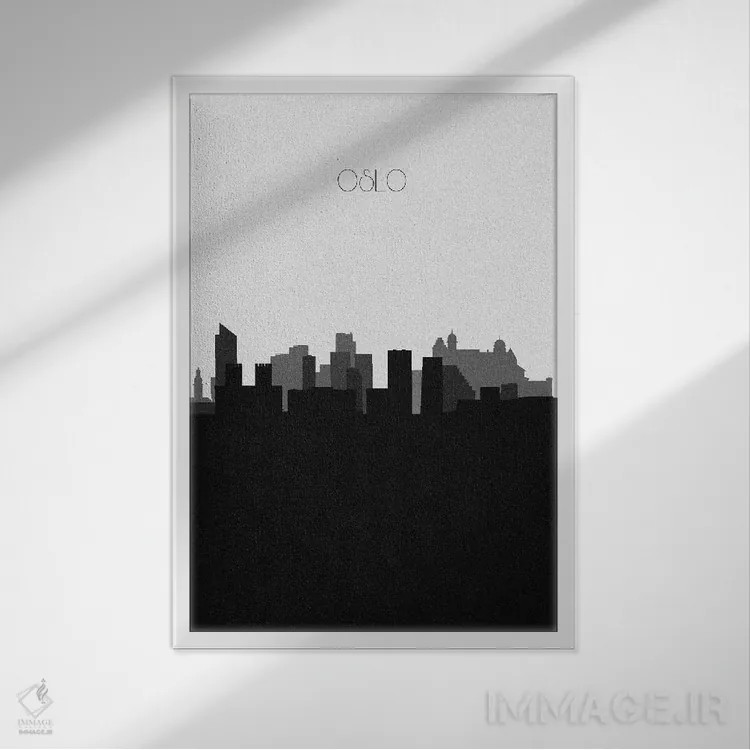 تابلو منظرهٔ افق اسلو، نروژ (شهر) اثر آیشه دنیز آکِرمان - نمای قابدار سفید