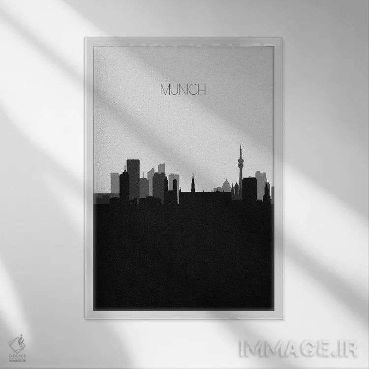 تابلو منظرهٔ افق مونیخ، آلمان (شهر) اثر آیشه دنیز آکِرمان - نمای قابدار سفید