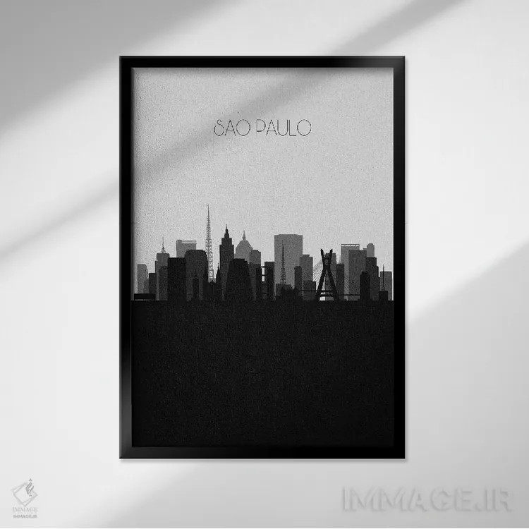 تابلو منظرهٔ افق سائوپائولو، برزیل (شهر) اثر آیشه دنیز آکِرمان - نمای قابدار مشکی