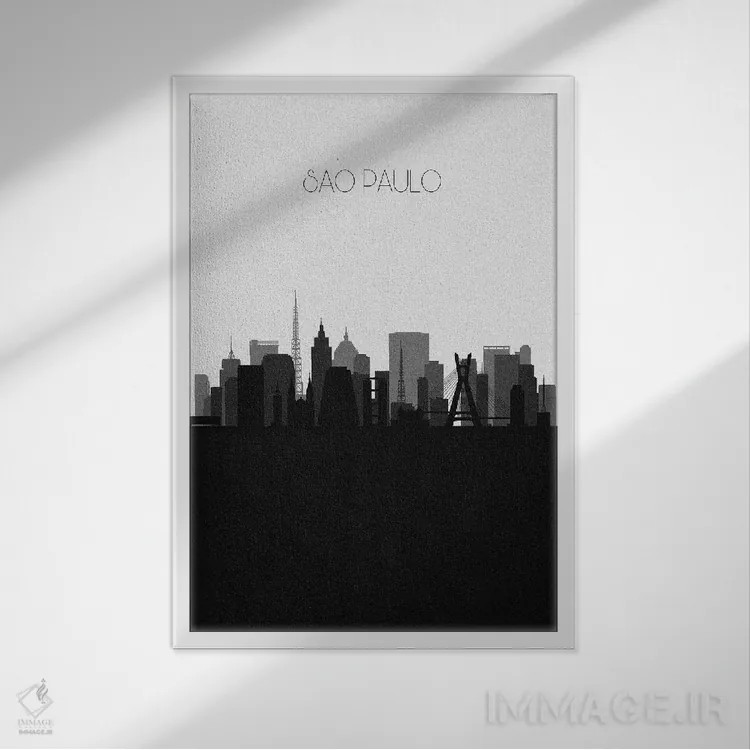 تابلو منظرهٔ افق سائوپائولو، برزیل (شهر) اثر آیشه دنیز آکِرمان - نمای قابدار سفید
