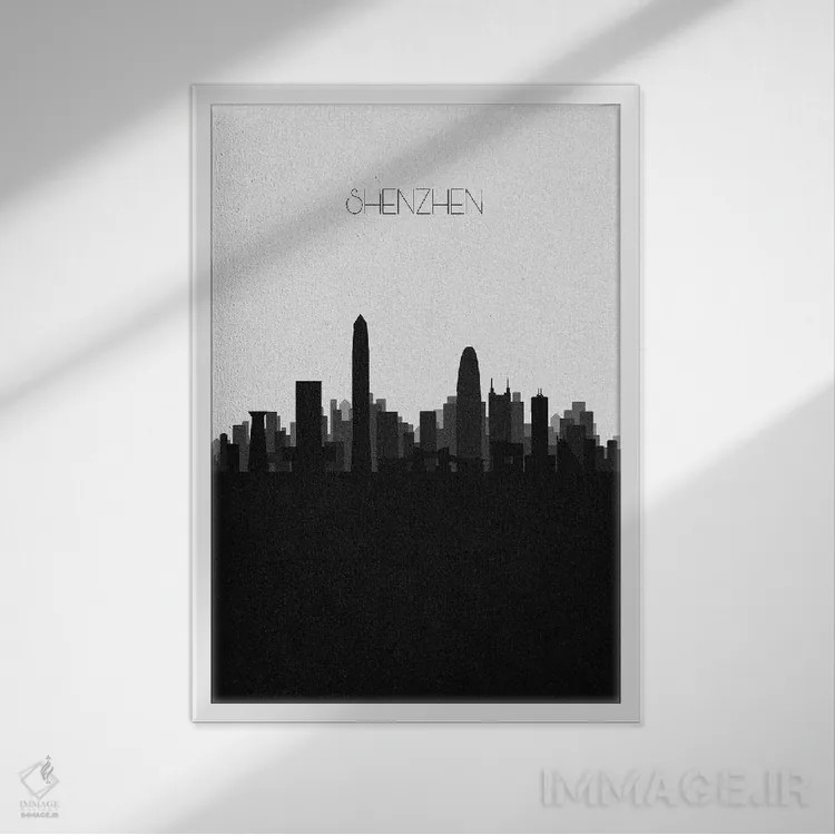 تابلو منظرهٔ افق شنژن، چین (شهر) اثر آیشه دنیز آکِرمان - نمای قابدار سفید