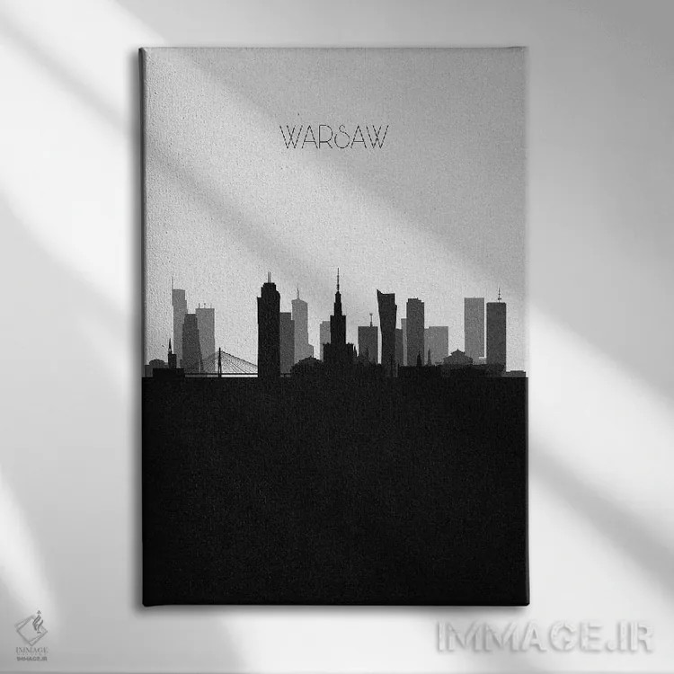 تابلو منظرهٔ افق ورشو، لهستان (شهر) اثر آیشه دنیز آکِرمان - نمای روبهرو روی دیوار