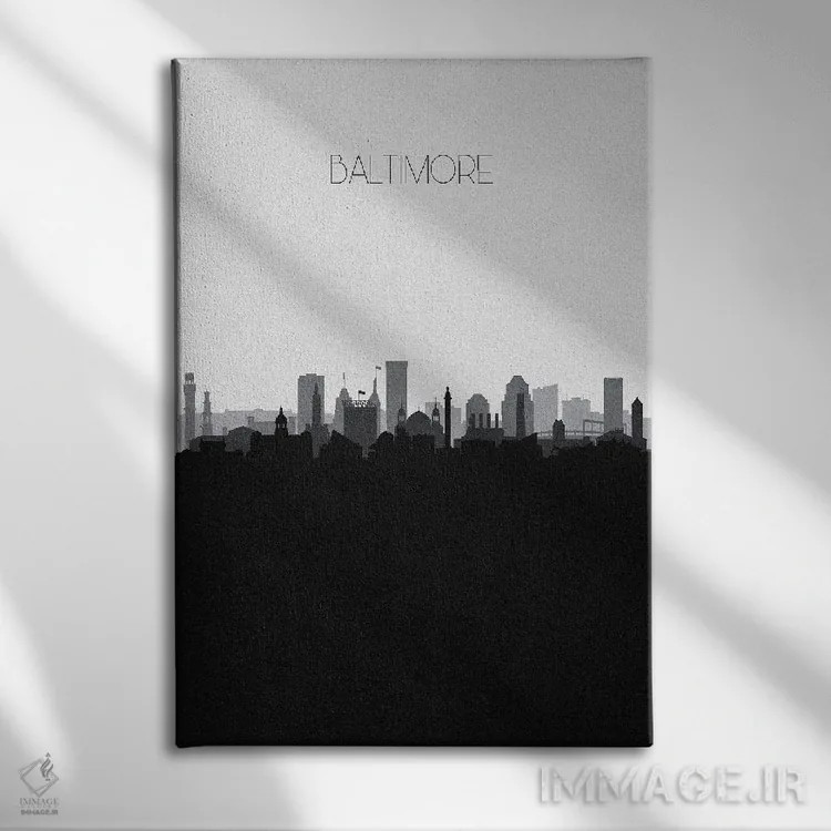 تابلو منظرهٔ افق بالتیمور اثر آیشه دنیز آکِرمان - نمای روبهرو روی دیوار
