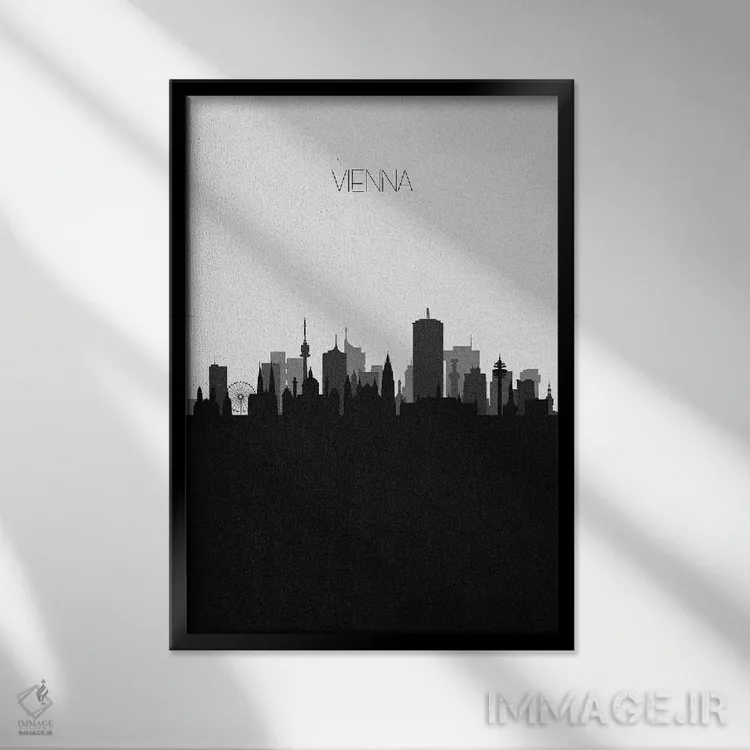 تابلو منظرهٔ افق وین، اتریش (شهر) اثر آیشه دنیز آکِرمان - نمای قابدار مشکی