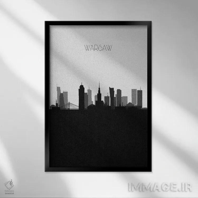 تابلو منظرهٔ افق ورشو، لهستان (شهر) اثر آیشه دنیز آکِرمان - نمای قابدار مشکی