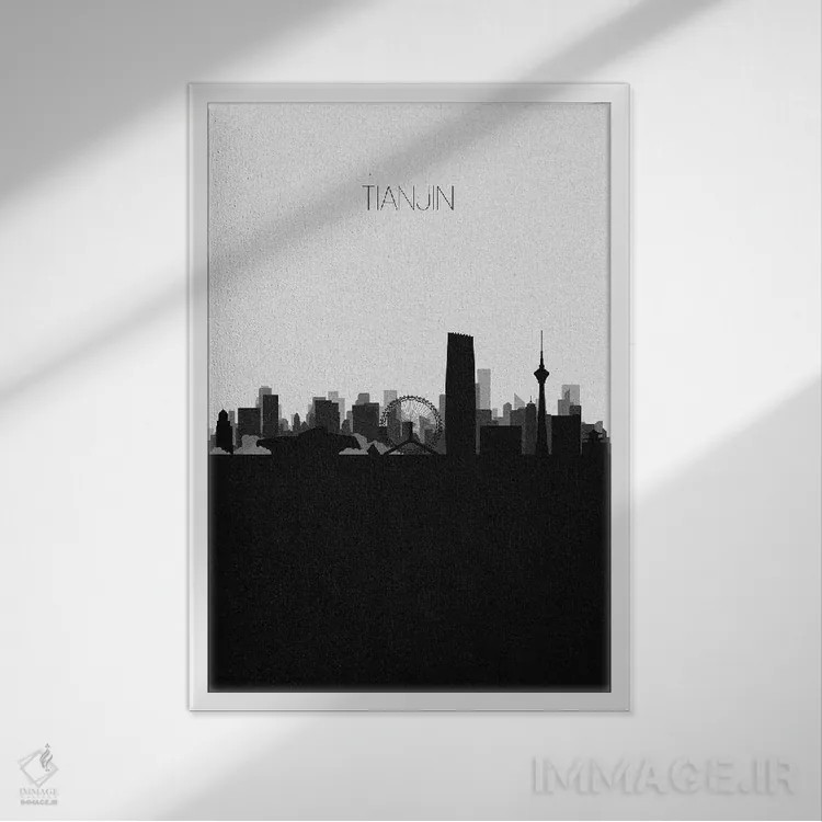 تابلو منظرهٔ افق تیانجین، چین (شهر) اثر آیشه دنیز آکِرمان - نمای قابدار سفید