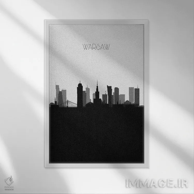 تابلو منظرهٔ افق ورشو، لهستان (شهر) اثر آیشه دنیز آکِرمان - نمای قابدار سفید