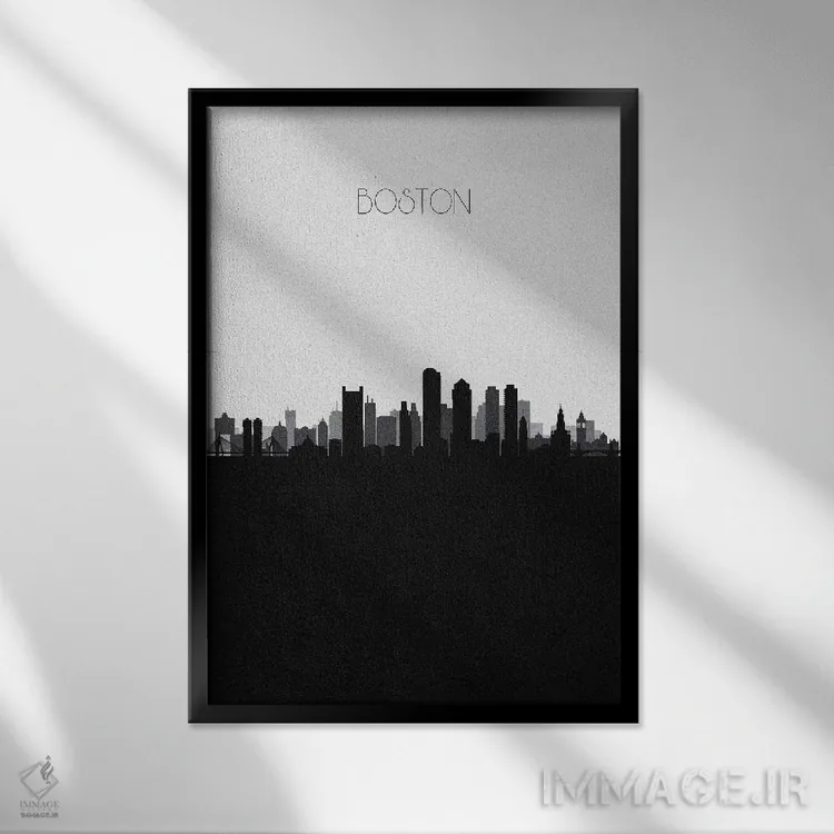 تابلو منظرهٔ افق بوستون اثر آیشه دنیز آکِرمان - نمای قابدار مشکی