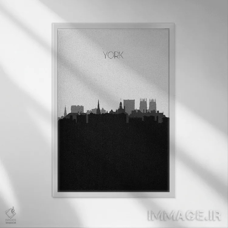 تابلو منظرهٔ افق یورک، انگلستان (شهر) اثر آیشه دنیز آکِرمان - نمای قابدار سفید