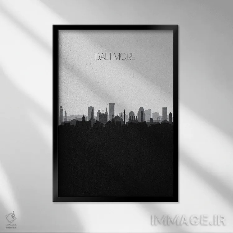 تابلو منظرهٔ افق بالتیمور اثر آیشه دنیز آکِرمان - نمای قابدار مشکی