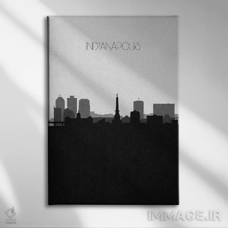 تابلو منظرهٔ افق ایندیاناپولیس اثر آیشه دنیز آکِرمان - نمای روبهرو روی دیوار