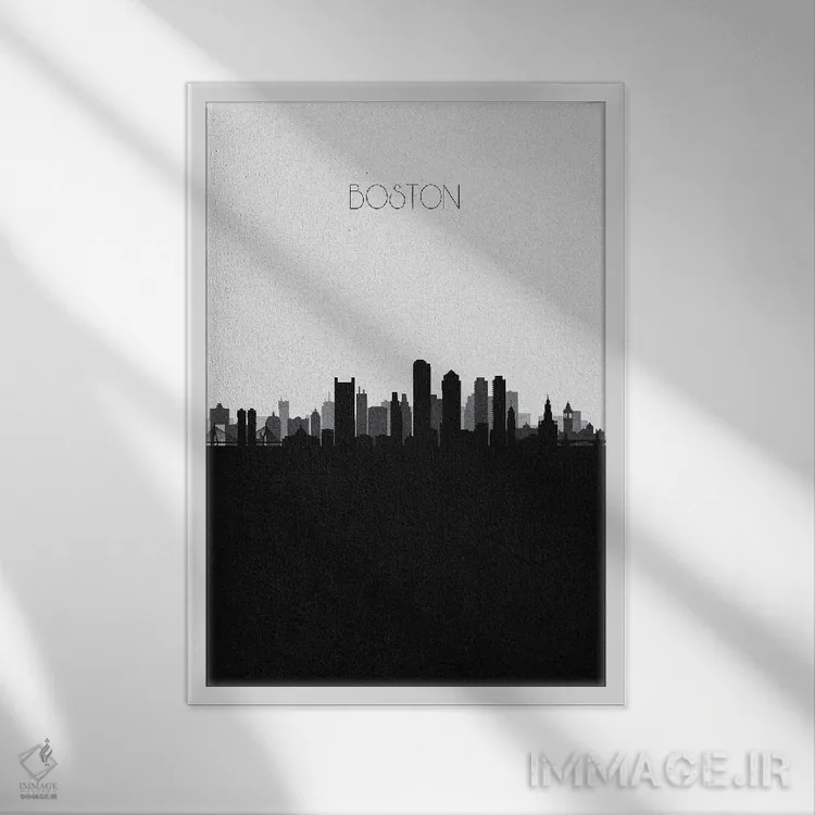 تابلو منظرهٔ افق بوستون اثر آیشه دنیز آکِرمان - نمای قابدار سفید