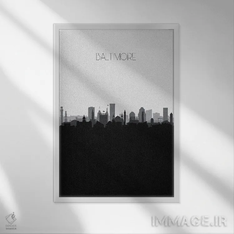 تابلو منظرهٔ افق بالتیمور اثر آیشه دنیز آکِرمان - نمای قابدار سفید
