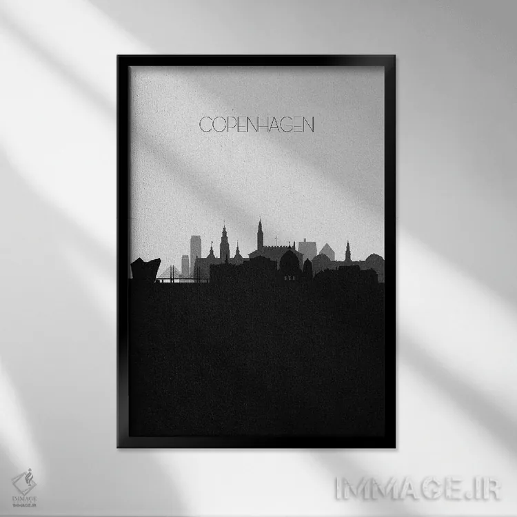 تابلو منظرهٔ افق کپنهاگ، دانمارک (شهر) اثر آیشه دنیز آکِرمان - نمای قابدار مشکی