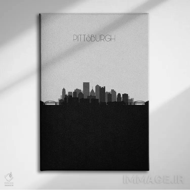 تابلو منظرهٔ افق پیتسبورگ اثر آیشه دنیز آکِرمان - نمای روبهرو روی دیوار
