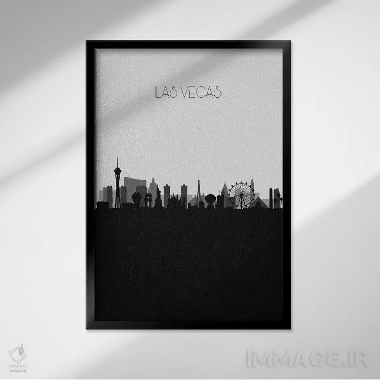 تابلو منظرهٔ افق لاسوگاس اثر آیشه دنیز آکِرمان - نمای قابدار مشکی