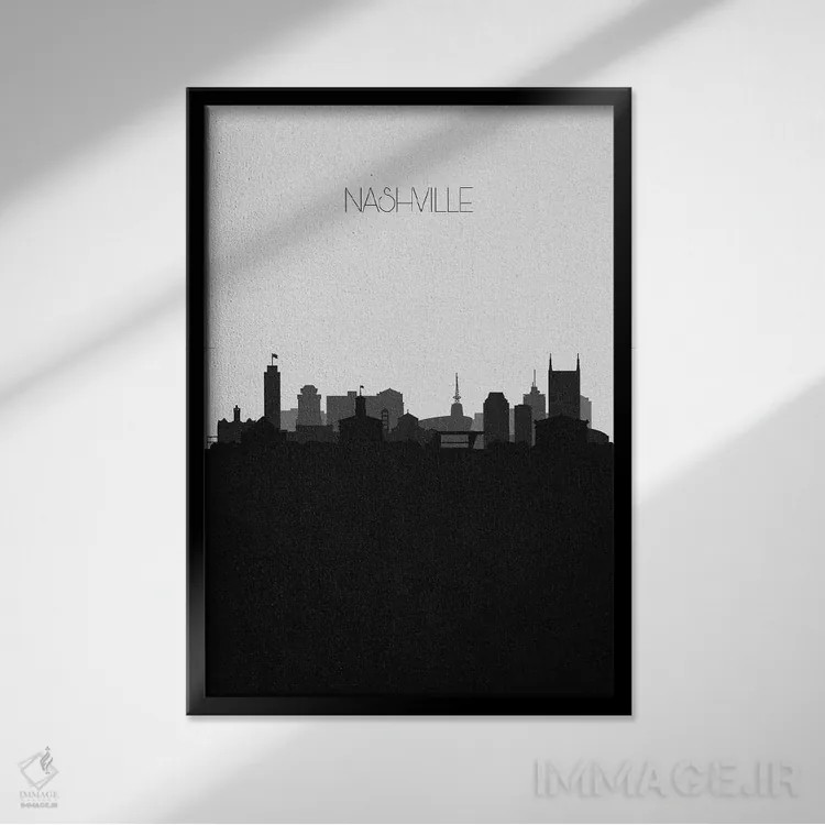 تابلو منظرهٔ افق نشویل اثر آیشه دنیز آکِرمان - نمای قابدار مشکی