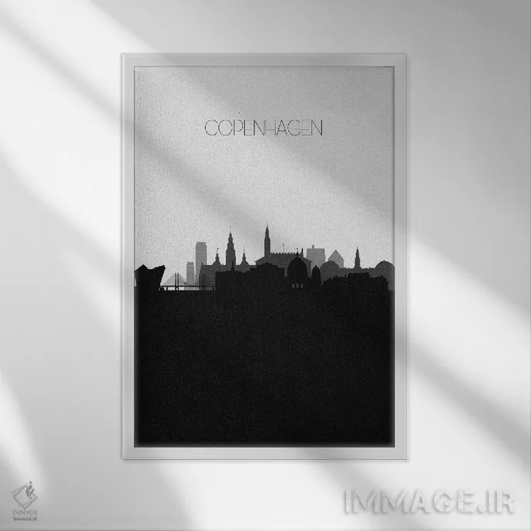 تابلو منظرهٔ افق کپنهاگ، دانمارک (شهر) اثر آیشه دنیز آکِرمان - نمای قابدار سفید